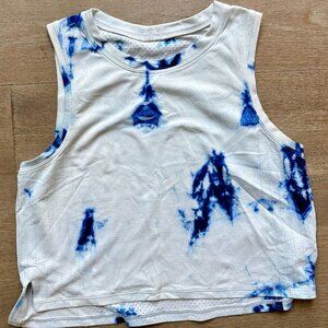 Lululemon Sculp Cropped Tank Top, Size 2, Color: Blue and White Tie Dye